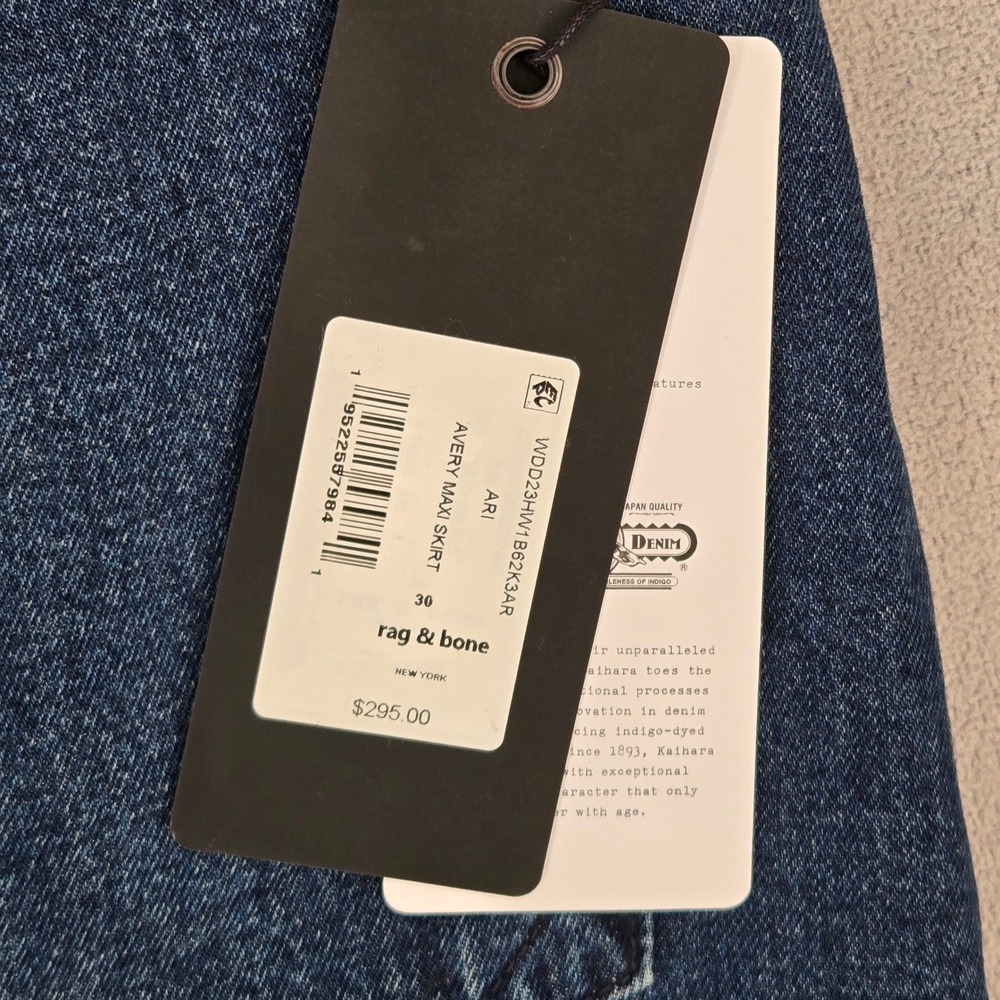 rag & bone Blue Denim Maxi Skirt with Front Slit - Picture 12 of 13